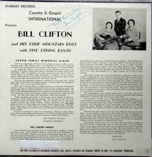 Bill Clifton: Carter Family Memorial Album (Starday SLP 146), Archiv: Hauke Strbing
