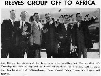 Jim Reeves mit seiner Band vor dem Abflug nach Sd-Afrika Anfang Mrz 1963 (Bild aus THE MUSIC REPORTER/Archiv Hauke Strbing).