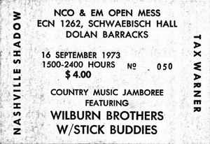 Ticket vom Auftritt der Wilburn Brothers in Schwbisch Hall. Archiv Hauke Strbing