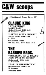 Claude King, Wolverton Mountain, Ankndigung der Columbia-Single im Jahr 1962
